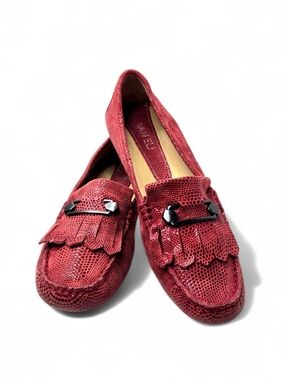 Vaneli embossed  Suede Loafers.  Burnt Red, 6.5